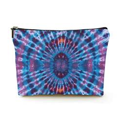 Stilvolle Make-up-Tasche für Damen, Leinen, Reise-Kosmetiktaschen, langlebige Make-up-Organizer-Tasche, Batik-Sonnenaufgang-Swirl-Design, für Damen/Herren von Ahdyr