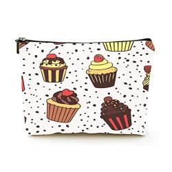 Stilvolle Make-up-Tasche für Damen, Leinen, Reise-Kosmetiktaschen, langlebige Make-up-Organizer-Tasche, süße Cupcakes, für Damen/Herren von Ahdyr