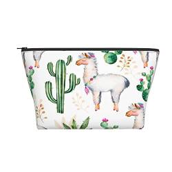 Tragbare Kosmetiktasche Kaktus Pflanze Blume Lama Make-up Tasche Reise Kulturtasche für Mädchen Frauen von Ahdyr