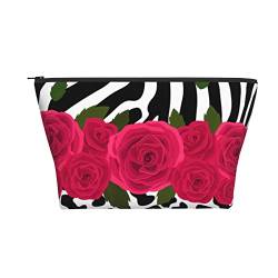 Tragbare Kosmetiktasche Tier Leopard Zebra Rose Pink Make-up Tasche Reise Kulturtasche für Mädchen Frauen von Ahdyr