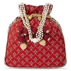 Aheli Indian Potli Bags for Women Evening Bag Clutch Ethnic Bride Purse with Drawstring (P26R) von Aheli
