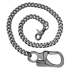 Ahiller Geldbörsenkette mit Verschluss [Doppelschloss-Design mit Wolframstahl-Kegelkopf], Heavy Duty Biker-Kette, Herren-Geldbörsenkette, Jeanskette und Schlüsselkette（QK-schwarz,1） von Ahiller