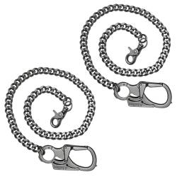 Ahiller Geldbörsenkette mit Verschluss [Doppelschloss-Design mit Wolframstahl-Kegelkopf], Heavy Duty Biker-Kette, Herren-Geldbörsenkette, Jeanskette und Schlüsselkette (QK-schwarz,2PCS) von Ahiller