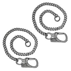 Ahiller Geldbörsenkette mit Verschluss [Doppelschloss-Design mit Wolframstahl-Kegelkopf], Heavy Duty Biker-Kette, Herren-Geldbörsenkette, Jeanskette und Schlüsselkette (YK-schwarz,2PCS) von Ahiller