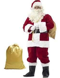 Ahititi Weihnachtsmann Kostüm Deluxe, Nikolauskostüm Santa Claus-Erwachsenenkostüm 10-Teilig M von Ahititi
