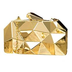 AiSi Damen Geometrische Metall Clutch Abendtasche mit Kette (Gold) von AiSi
