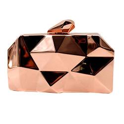 AiSi Damen Geometrische Metall Clutch Abendtasche mit Kette (Rosegold) von AiSi