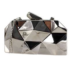 AiSi Damen Geometrische Metall Clutch Abendtasche mit Kette (Silber) von AiSi