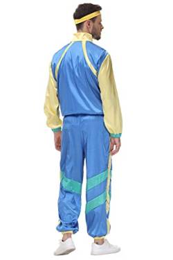 Aibaowedding 80s 90s Men's Women's Tracksuit Jacket and Trousers Costume for Retro Style，Jogging Suit, Bad Taste Party 80s Carnival(Blau,M) von Aibaowedding