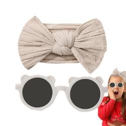 Aibyks Baby-Stirnband-Bögen,Baby-Bogen-Stirnbänder,Stirnbänder und Sonnenbrillen für Neugeborene - Baby-Nylon-Stirnbänder und Sonnenbrillen, elastische Haarbänder mit Haarschleife, Haarschmuck für von Aibyks