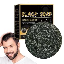 Riegelshampoo für graues Haar | Haarshampoo Seife Schwarz,Haarverdunkelnde Seife zur Abdeckung grauer Haare – reinigt und pflegt das Haar Aibyks von Aibyks