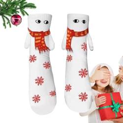 Socken halten sich an den Händen, Cartoon-Socken, große Augen, Weihnachten, Hände haltend, Socken, Lustige, atmungsaktive Weihnachtssocken mit großen Augen für Paare, Freunde, Damen und Herren Aibyks von Aibyks