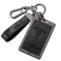 Aicharynic Schlüsselkartenhalter für Tesla Model 3, Modell Y Silikon Schlüsselanhänger Kartenhalter Schlüssel Tesla Zubehör, Pistolenschwarzer Rand von Aicharynic