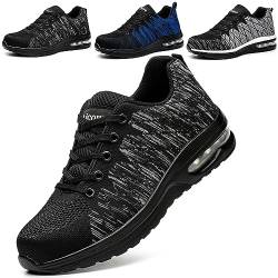 Aicowe Sicherheitsschuhe Herren Arbeitsschuhe Damen Leicht Stahlkappenschuhe Atmungsaktiv Sportlich Schutzschuhe mit Stahlkappe Sneaker 0307 Schwarz 39 von Aicowe