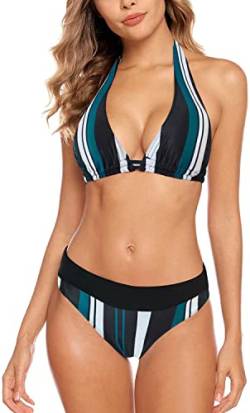 Aidotop Damen Bikini Set Triangel Badeanzug Strand Ties Zweiteiliger Bademode Bikinihose（21Pinse，XL） von Aidotop