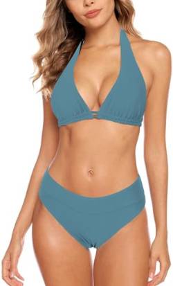 Aidotop Damen Bikini Set Triangel Badeanzug Strand Ties Zweiteiliger Bademode Bikinihose（30Blue2,L von Aidotop