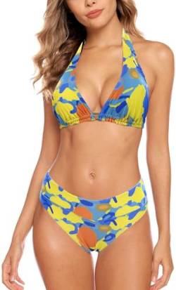 Aidotop Damen Bikini Set Triangel Badeanzug Strand Ties Zweiteiliger Bademode Bikinihose（35Graffitii,M von Aidotop