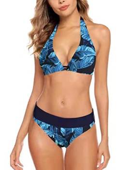 Aidotop Damen Bikini Set Triangel Badeanzug Strand Ties Zweiteiliger Bademode Bikinihose（Leaf,M） von Aidotop