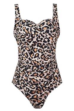 Aidotop Damen Einteilige Badeanzug Monokini Verstellbarer Schultergurt Badeanzüge Falten Bademode Schwimmanzug (11NLeopard, L) von Aidotop