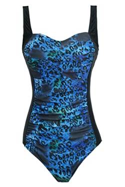 Aidotop Damen Einteilige Badeanzug Monokini Verstellbarer Schultergurt Badeanzüge Falten Bademode Schwimmanzug (13Blue Leopard, L) von Aidotop