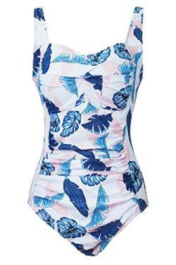 Aidotop Damen Einteilige Badeanzug Monokini Verstellbarer Schultergurt Badeanzüge Falten Bademode Schwimmanzug (8Leaf, L) von Aidotop