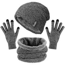 Aiglam Wintermütze Schal Set and Touchscreen Handschuhe (grau) von Aiglam