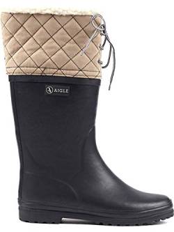 Aigle Damen Polka Giboulée Gummistiefel Blau (Marine / Beige 4) 35 EU von Aigle