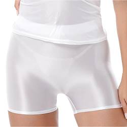 Aiihoo Damen Metallic Shorts High Waist Leggings Stretch Sporthose Shiny Yogahose Fitnesshose Kurz Hose Sportshorts Jogginghose Weiss B XL von Aiihoo