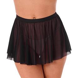 Aiihoo Damen Transparenter Mesh Minirock Faltenrock Basic Rock Kurz A-Linie Rock Hohe Taille Mini Skirt Freizeitrock Dessous Nachtwäsche Schwarz S von Aiihoo