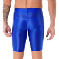 Aiihoo Herren Glänzende Leggings Strumpfhose Laufhosen Sportleggings Atmungsaktiv Funktionsunterhose Tights Shorts Kurz Hose Kompressionshose Badeshorts Blau L von Aiihoo