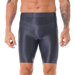 Aiihoo Herren Glänzende Leggings Strumpfhose Laufhosen Sportleggings Atmungsaktiv Funktionsunterhose Tights Shorts Kurz Hose Kompressionshose Badeshorts Grau L von Aiihoo