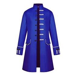 Aiihoo Herren Gothic Frack Steampunk Jacke Mittelalter Gehrock Mantel Viktorianischen Karneval Kostüm Cosplay Uniform Fashing Smoking Jacke Blau B M von Aiihoo