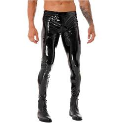 Aiihoo Herren Kunstleder Leggings PU Leder Hosen Slim Fit Pants Männer Kunstlederhose Lederhosen Clubwear C Schwarz M von Aiihoo