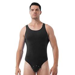 Aiihoo Herren Kurzarm/Ärmellose Bodysuit Einteilige Unterwäsche Männerbody Sportbody Fitness Overall Unterhemd Wrestling Singlet Body Sportwear Stringbody Schwarz XL von Aiihoo