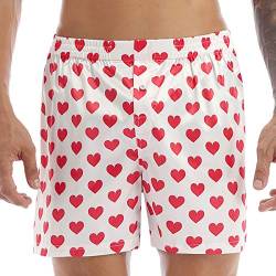 Aiihoo Herren Satin Boxershorts Sommer Shorts Kurze Hose Lockeres Schlafanzughosen Unterwäsche Unterhose Badeshorts Pyjamahose Weiss M von Aiihoo