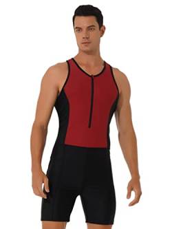 Aiihoo Herren Wrestling Singlet Stretch Body Ärmellos Sportbody Einteiler Overall Rundhals Bodysuit Jumpsuit Unterhemd Unterwäsche Z Rot 3XL von Aiihoo