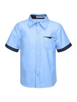 Aiihoo Kinder Jungen Mädchen Kurzarm Hemden Plaid Kariert Freizeithemd Baumwolle T-Shirt Sommer Shirt Casual Tops Blau B 122-128 von Aiihoo