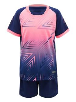 Aiihoo Kinder Jungen Trainingsanzug Sportanzug Set Kurzarm Sportshirt mit Sportshorts Mädchen Jogginganzug Sommer Sportkleidung B Navy blau 110-116 von Aiihoo