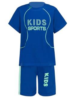 Aiihoo Kinder Jungen Trainingsanzug Sportanzug Set Kurzarm Sportshirt mit Sportshorts Mädchen Jogginganzug Sommer Sportkleidung X Blau 104-110 von Aiihoo