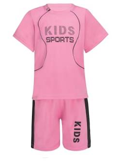 Aiihoo Kinder Jungen Trainingsanzug Sportanzug Set Kurzarm Sportshirt mit Sportshorts Mädchen Jogginganzug Sommer Sportkleidung X Rosa 104-110 von Aiihoo