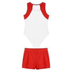 Aiihoo Kinder Jungen Turnanzug Sportlich Body mit Shorts Ärmellos Gymnastikanzug Tanzbody Fitness Yoga Trikot Sportbekleidung Weiß 122-128 von Aiihoo