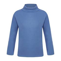 Aiihoo Mädchen Jungen Rollkragen Pullover Thermooberteil Kinder Einfarbig Langarmshirt Tops Baumwolle T-Shirt Stretch Bluse Thermounterwäsche Z Blau 146-152 von Aiihoo