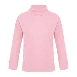 Aiihoo Mädchen Jungen Rollkragen Pullover Thermooberteil Kinder Einfarbig Langarmshirt Tops Baumwolle T-Shirt Stretch Bluse Thermounterwäsche Z Rosa 98-104 von Aiihoo