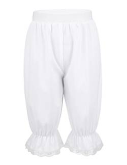 Aiihoo Mädchen Pumphose viktorianische Rüschen Shorts Pettipants Bloomers Kurz Hose Schlafanzughose Fasching Karneval Kostüm Weiß 134-140 von Aiihoo