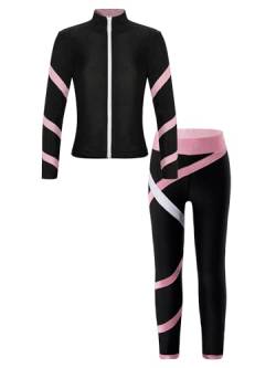 Aiihoo Mädchen Sportanzug Kinder Jogginganzug Sweatshirt +Sport Leggings/Shorts Sporthose Trainingsanzug Trikotanzug Yoga Fitness Workout Laufen Tanz Rosa 122-128 von Aiihoo