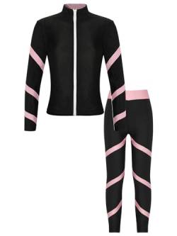 Aiihoo Mädchen Sportanzug Kinder Jogginganzug Sweatshirt +Sport Leggings/Shorts Sporthose Trainingsanzug Trikotanzug Yoga Fitness Workout Laufen Tanz Rr Rosa 122-128 von Aiihoo