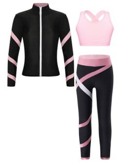 Aiihoo Mädchen Sportanzug Kinder Jogginganzug Sweatshirt +Sport Leggings/Shorts Sporthose Trainingsanzug Trikotanzug Yoga Fitness Workout Laufen Tanz Rt Rosa 146-152 von Aiihoo