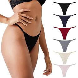 Aijolen String Tanga Damen Baumwolle - Thong Frauen Einstellbar G-String Unterhosen Niedrige Taille Unterwäsche Mehrpack von Aijolen