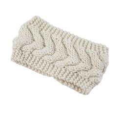 Ailan Damen Winter Stirnband, gehäkelt, elastisch, breit, warm, klobig, Damen Ohrenschützer, Gesichtsbedeckung, Haarschmuck für Frauen, Beige von Ailan