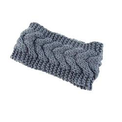 Ailan Damen Winter Stirnband, gehäkelt, elastisch, breit, warm, klobig, Damen Ohrenschützer, Gesichtsbedeckung, Haarschmuck für Frauen, Dunkelgrau von Ailan